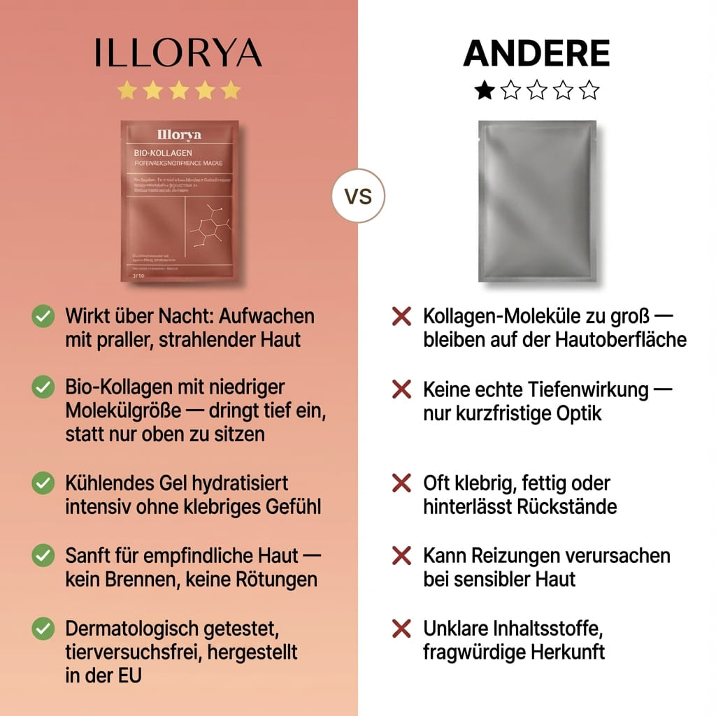 4x ILLORYA Bio-Kollagen Tiefenwirksame Glow-Maske