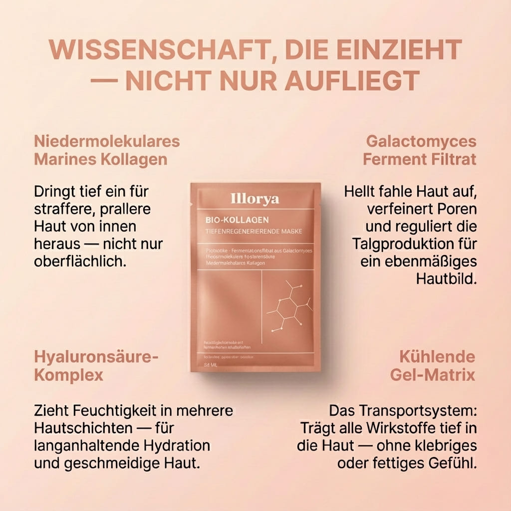 4x ILLORYA Bio-Kollagen Tiefenwirksame Glow-Maske