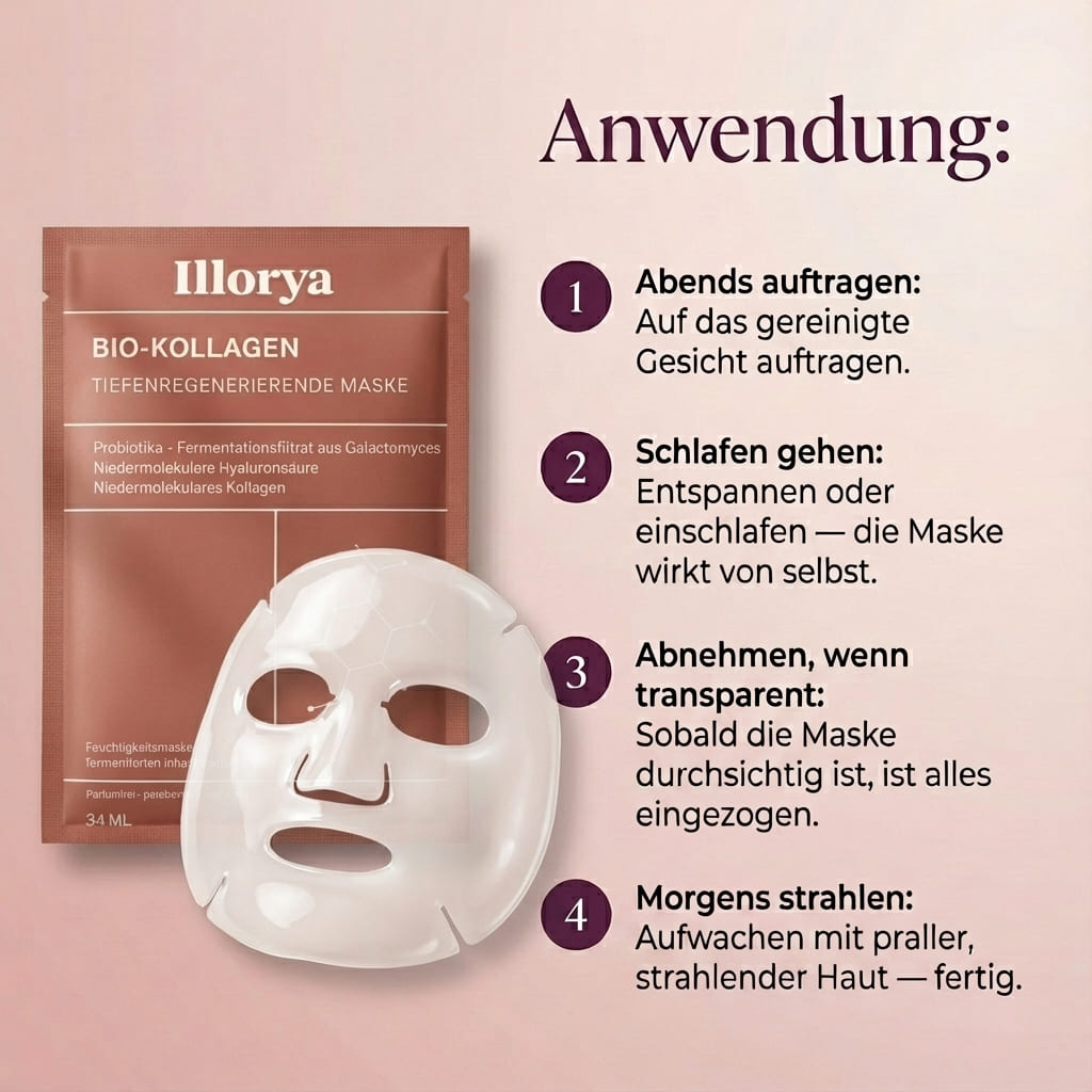 4x ILLORYA Bio-Kollagen Tiefenwirksame Glow-Maske